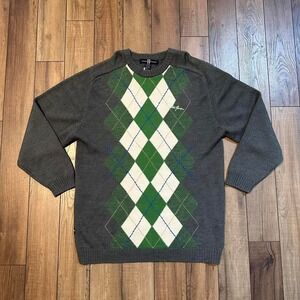 Y2K phat farm grey argyle knit sweater size XL‎